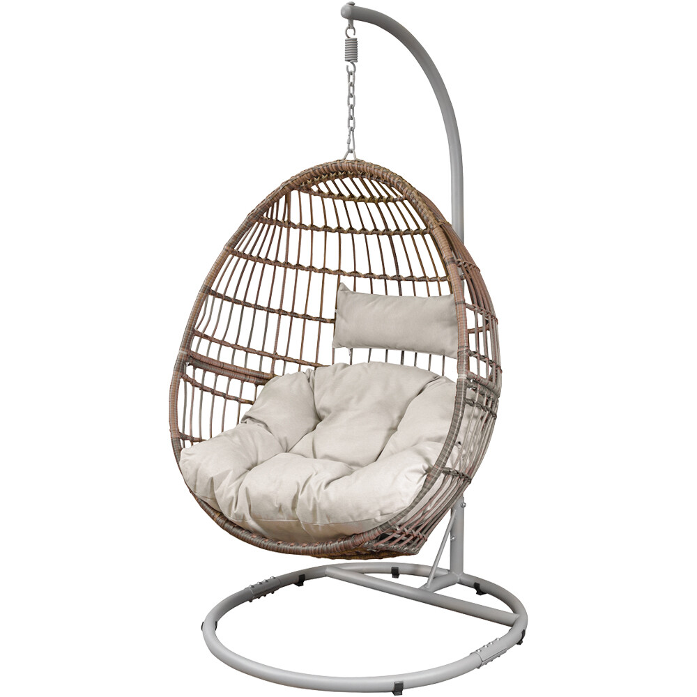 Premium Single Hanging Garden Egg Chair - Wicker Rattan - Outdoor Swing Cocoon