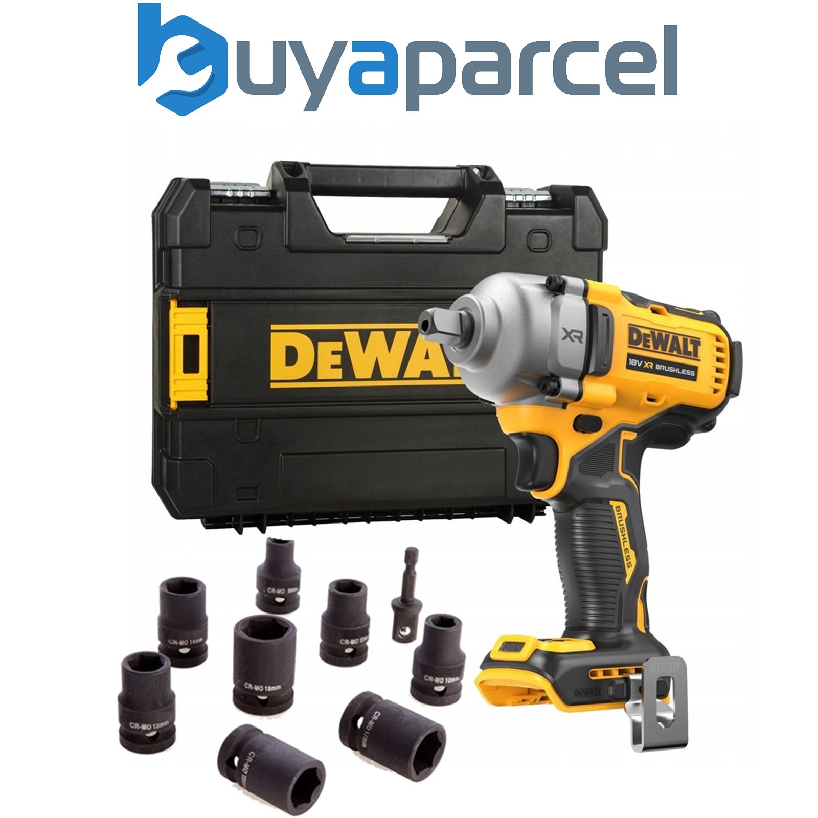 Dewalt 18v XR DCF892NT Brushless 1/2 Torque Wrench DCF892N + Tstak+ 9PC Socket