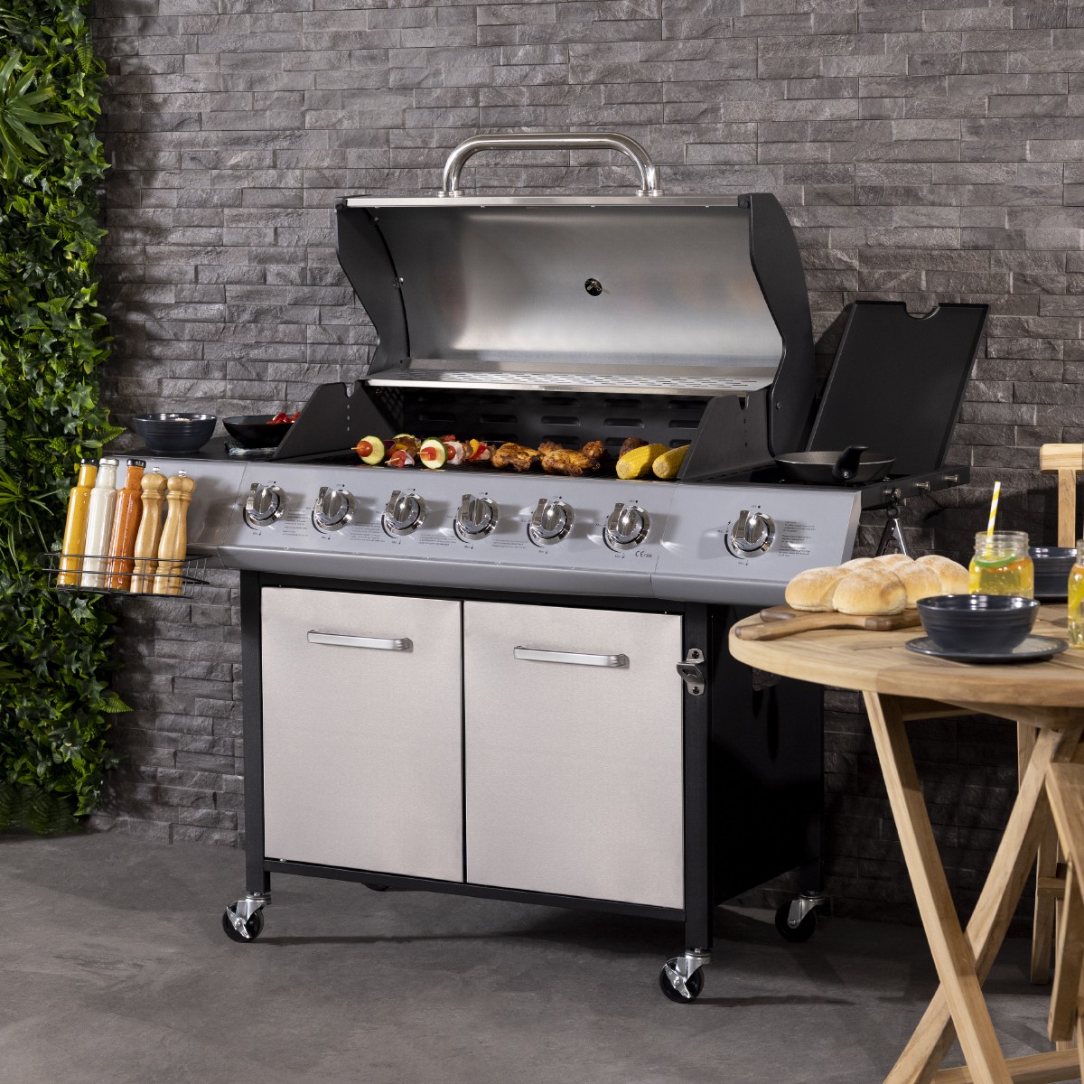 Charles Bentley 7 Burner Premium Gas BBQ Barbecue - Silver