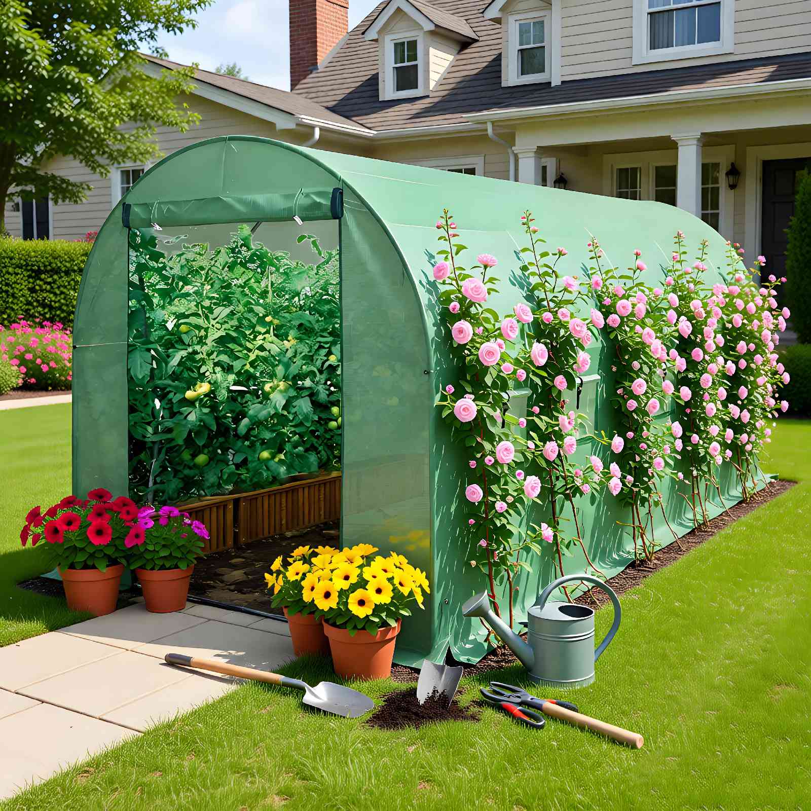BIRCHTREE Polytunnel Fully Galvanised Frame Greenhouse Poly Tunnel