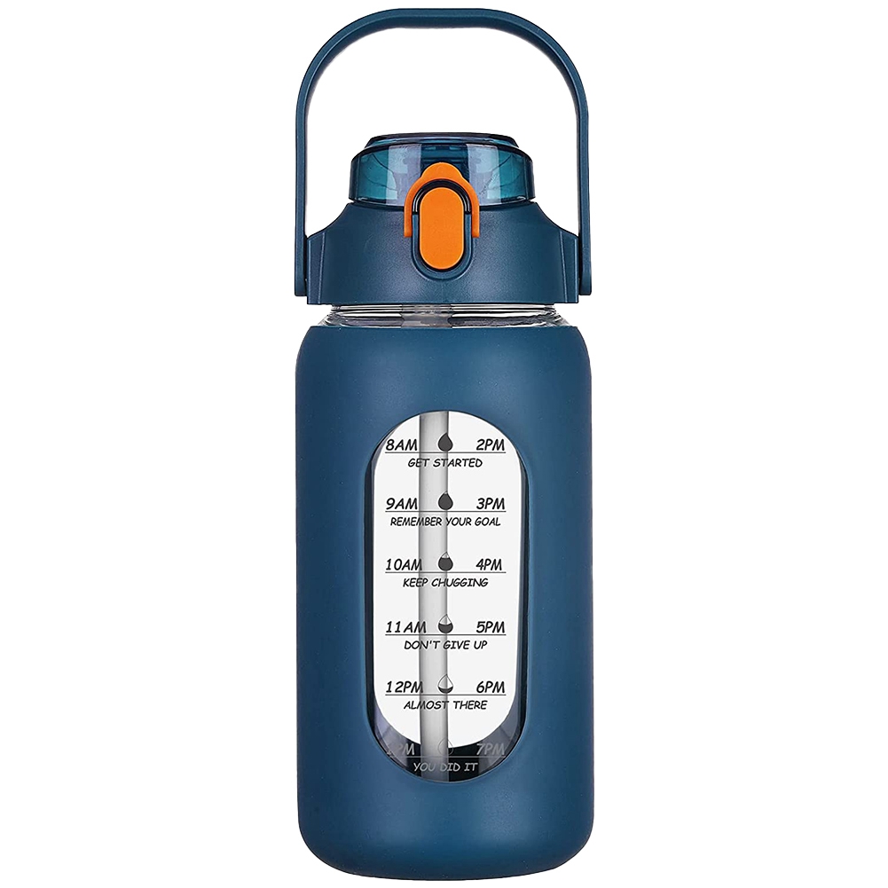 64Oz Glass Water Bottles with Straw, Glass Bottle with Silicone Sleeve and3370