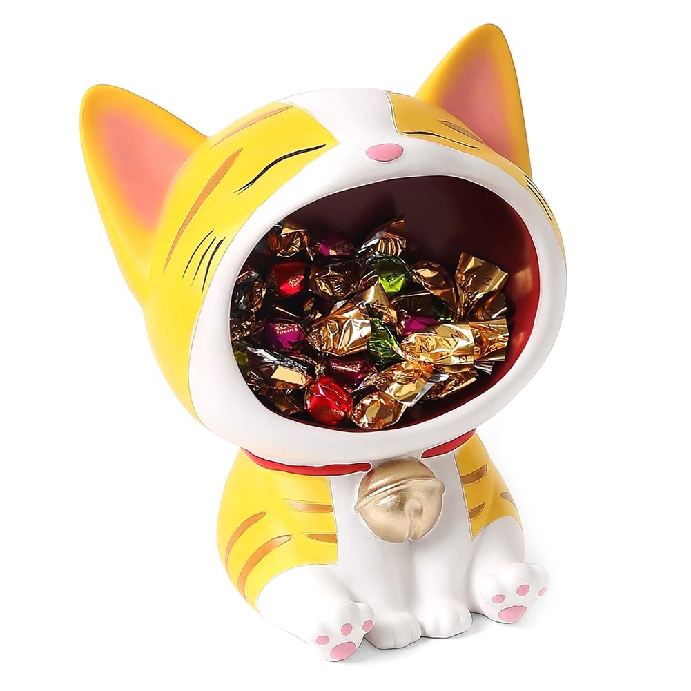 Cute Cats Statue Ornament Storage, Modern Resin Art Sculpture Desktop4143