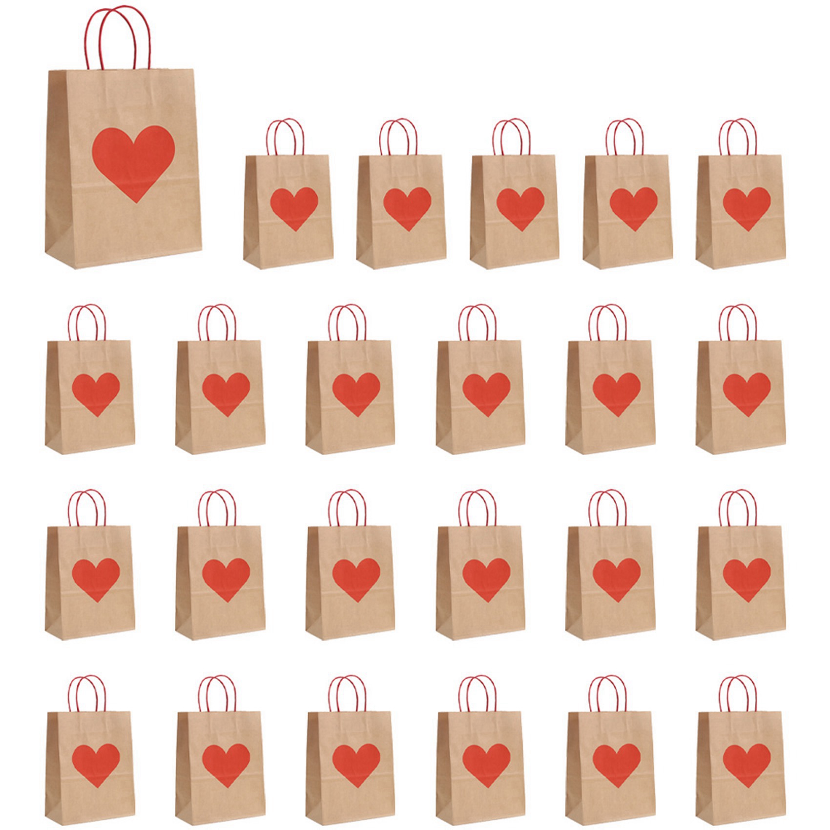 24 Pcs Valentines Day Gift Bags, Candy Bags Goodie Bags with Handles Heart7448