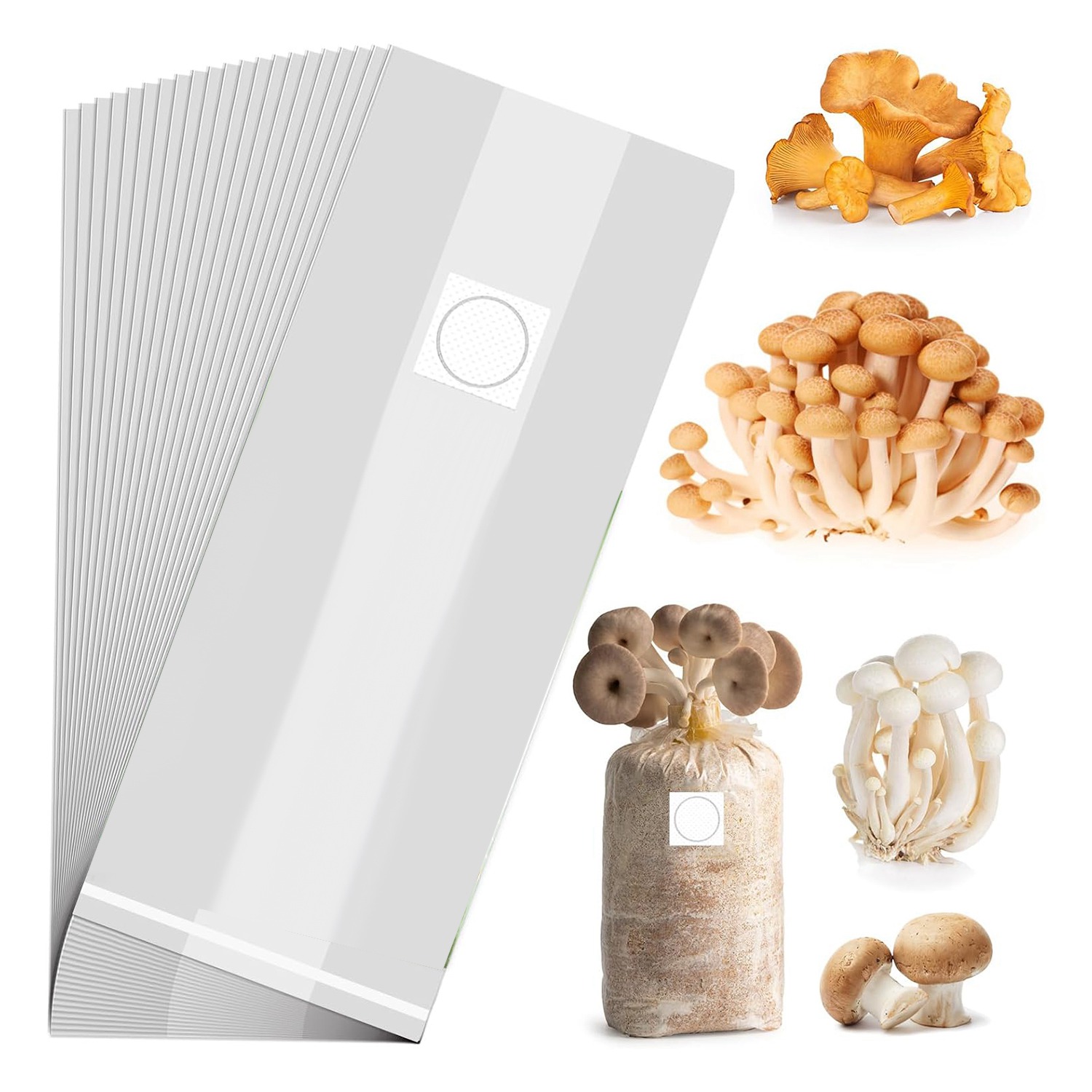 Mushroom Grow Bags,Polypropylene Mushroom Spawn Bag 8X5X20Inch with2074