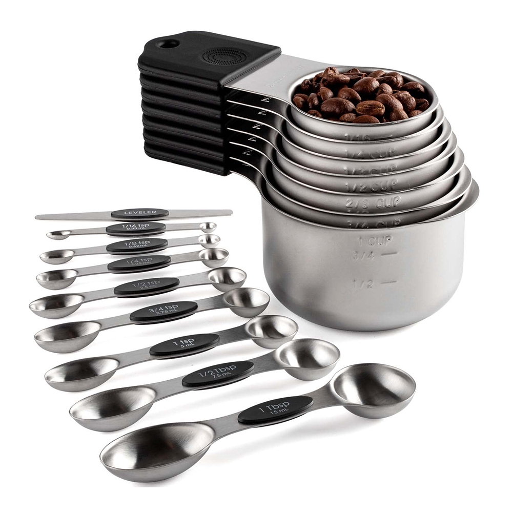 16Pc Magnetic Stainless Steel Measuring Cups & Spoons Set, 7 Heavy Duty9038
