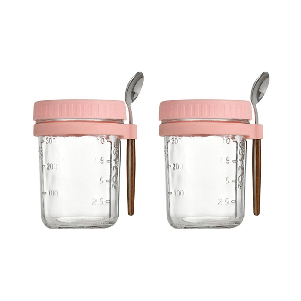 Breakfast Cup Container Airtight Oatmeal Jar with Cover and Spoon Portable4734