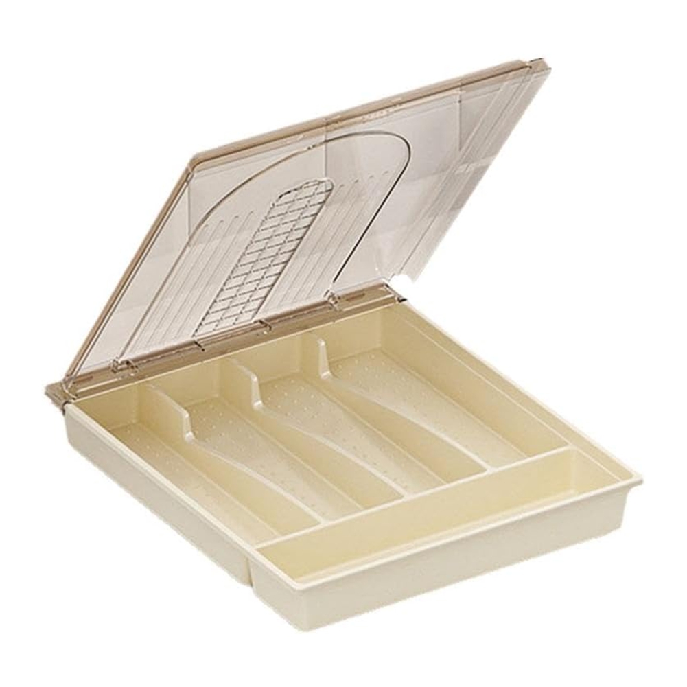 Organizer with Lid,Plastic Cutlery and Flatware Storage Box, Compartments7869
