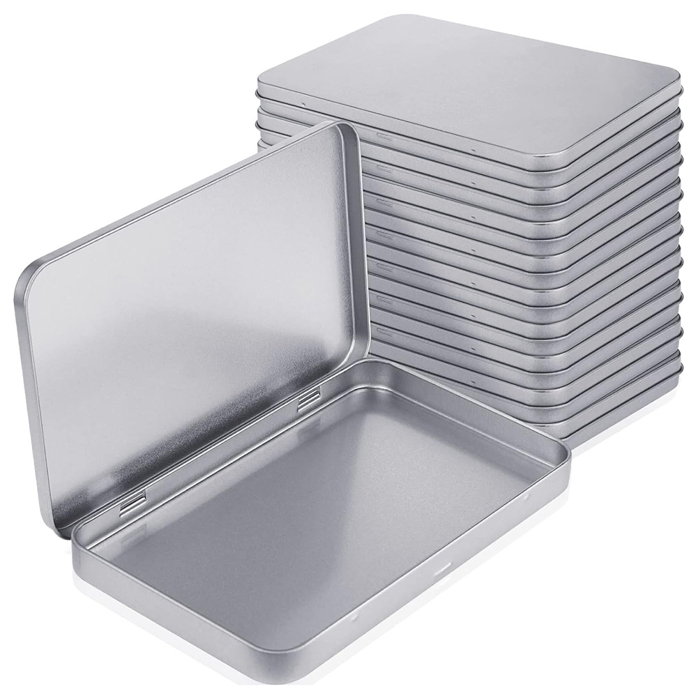 Rectangular Metal Tin Box with Lid Metal Hinged Lid Tin Metal Empty Tin Box6972