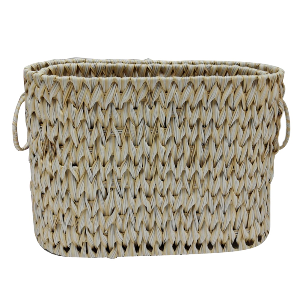 Storage Woven Basket,Waterproof Wicker Basket with Handles,Organizing Woven9003