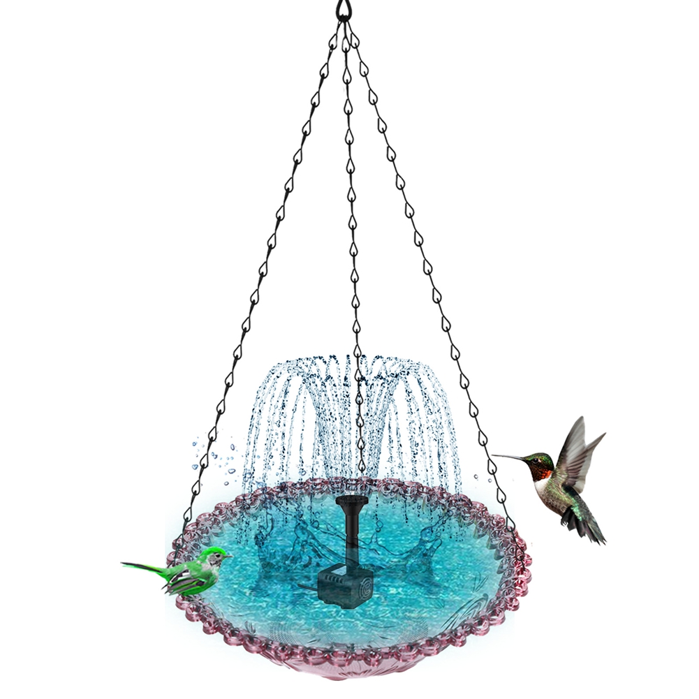 Hanging Bird Bath with Solar Fountain Solar Bird Bath Fountains Hanging2588