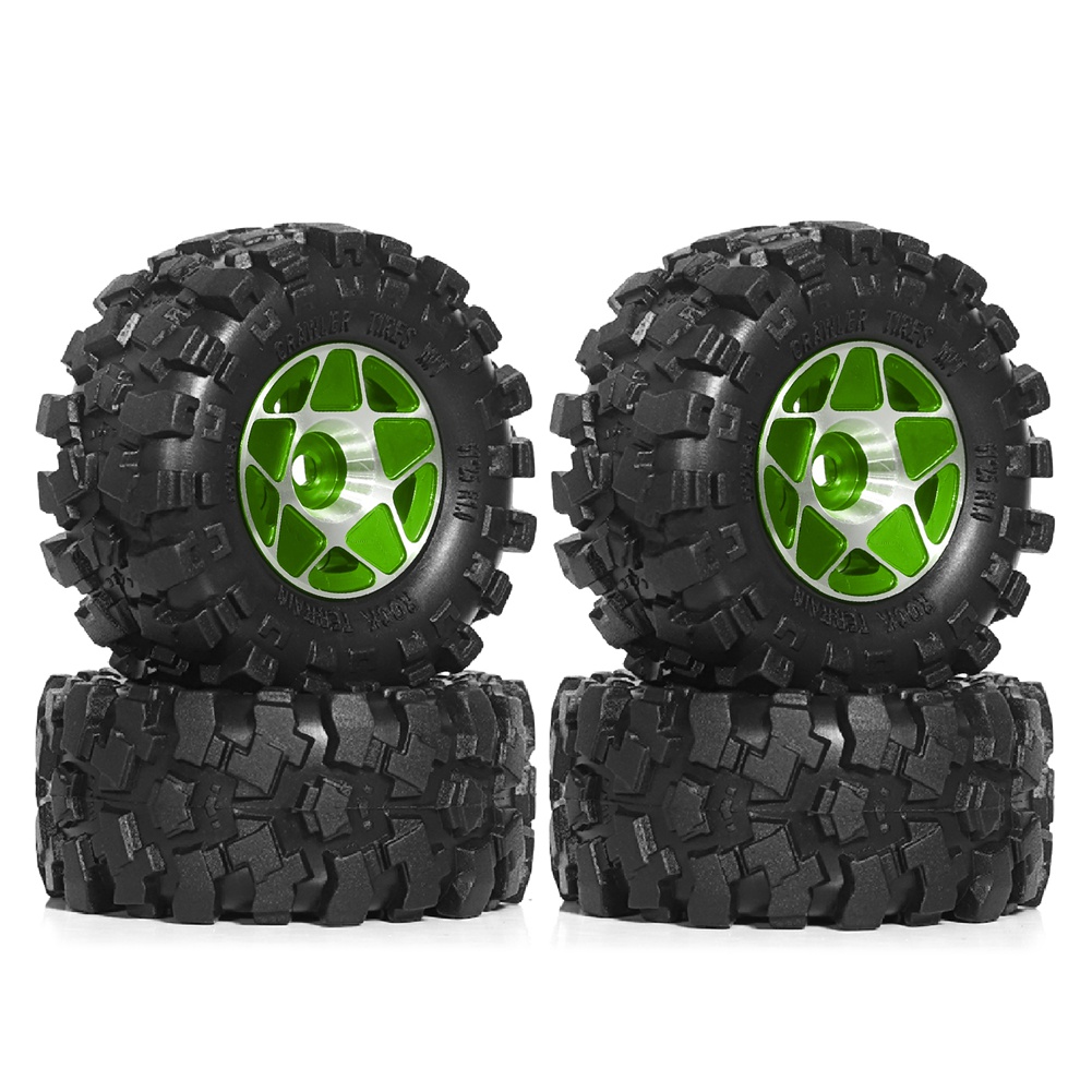 4pcs 57mm 1.0inch Metal Beadlock Wheel Tire Set for 1/18 1/24 RC Crawler4045