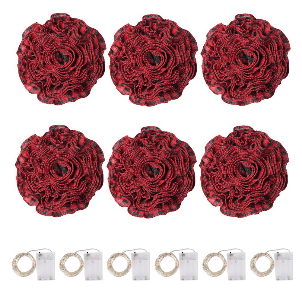 6 Rolls LED Rustic Christmas Tree Garland Ribbon Craft with LED Lights for9462