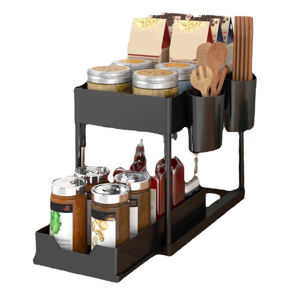 Multifunctional Kitchen Rack Pull-Out Spice Rack Double-Layer Cabinet7506