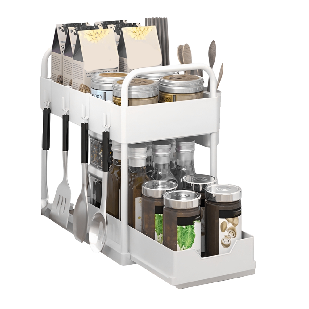 Multifunctional Kitchen Rack Pull-Out Spice Rack Double-Layer Cabinet7506