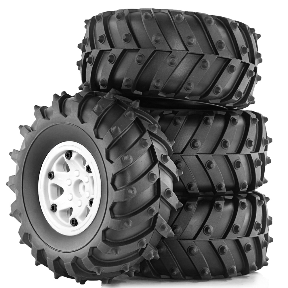 4pcs 128mm 1/10- Beadlock Wheel Rim Rubber Tire Set for 1/10 RC3586