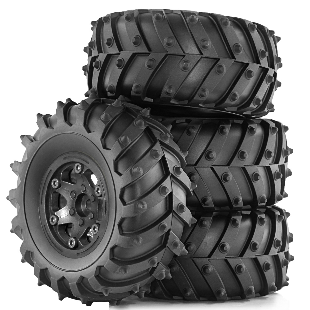 4pcs 128mm 1/10- Beadlock Wheel Rim Rubber Tire Set for 1/10 RC3824