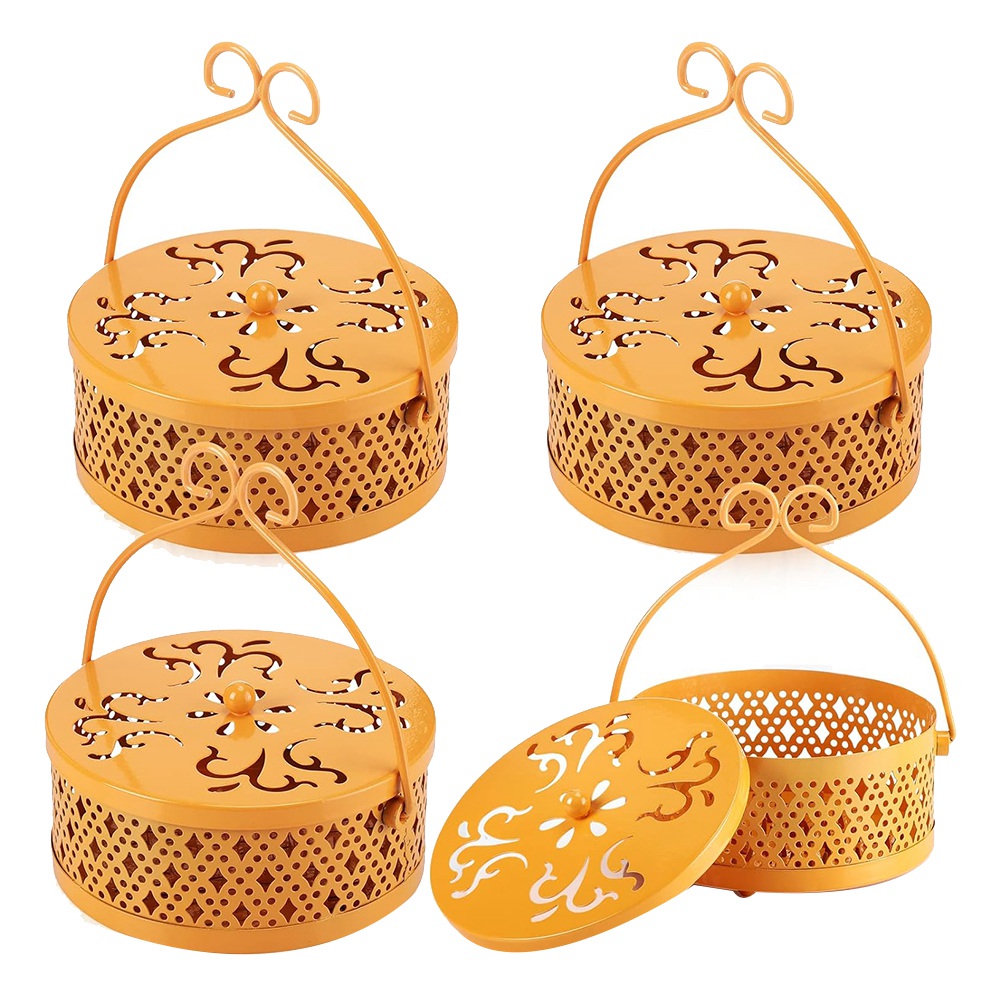4 Pieces Mosquito Coil Holder Incense Coil Holder Round Retro Portable3523