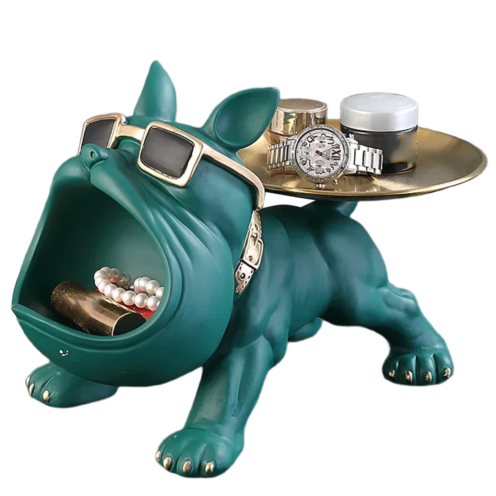 Resin French Bulldog Tray Statue, Bulldog Candy Dish Key Holder Bowl4464