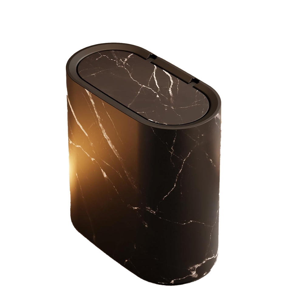 Nordic Marble Texture Trash Can Push Type Wastebasket Narrow Toilet Trash4261