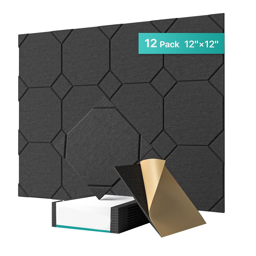 12 Pack Acoustic Panels Self-Adhesive, Soundproof Wall Panels, Sound Proof8354
