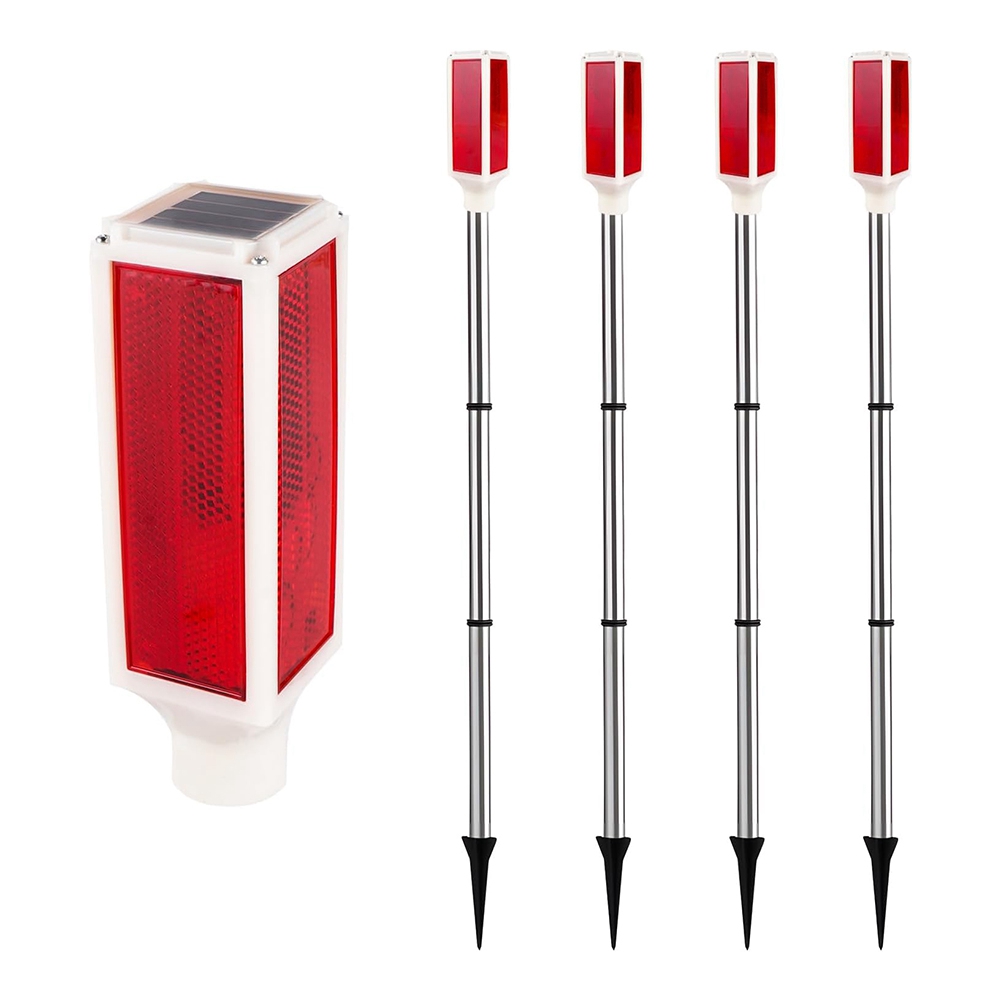 4pcs Solar Lights Outdoor, Waterproof Driveway Markers Reflective, Warning9191