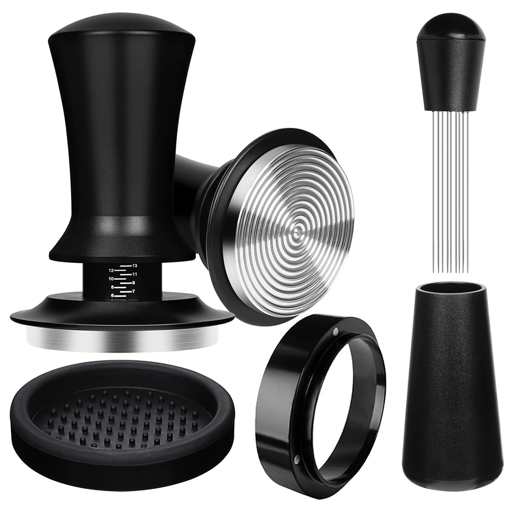 Coffee Tamper Set with Spring Loaded Tamper Tamper Mat Dosing Funne WDT7433