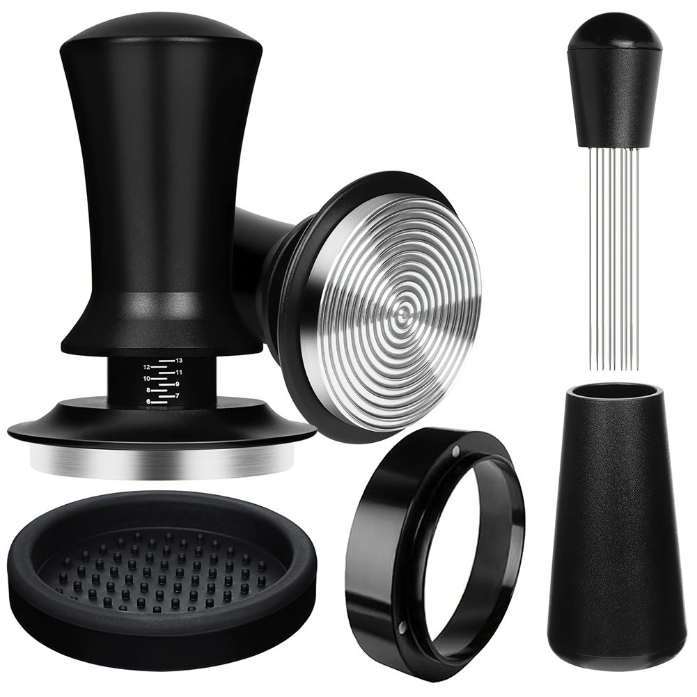 Coffee Tamper Set with Spring Loaded Tamper Tamper Mat Dosing Funne WDT7433