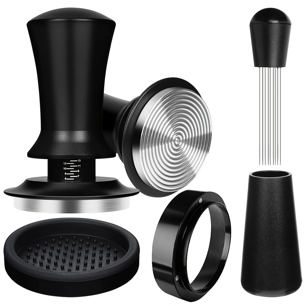 Coffee Tamper Set with Spring Loaded Tamper Tamper Mat Dosing Funne WDT7433