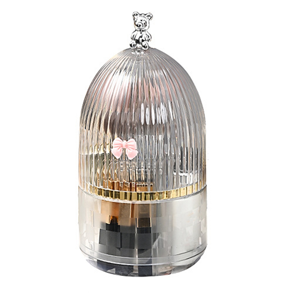 2X(Rotating Makeup Brush Holder Organizer with Lid 360°Rotating Dustproof9817