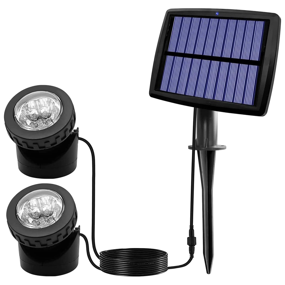 Solar Pond Spotlights, LED Solar Underwater Lights with Dual Head3221