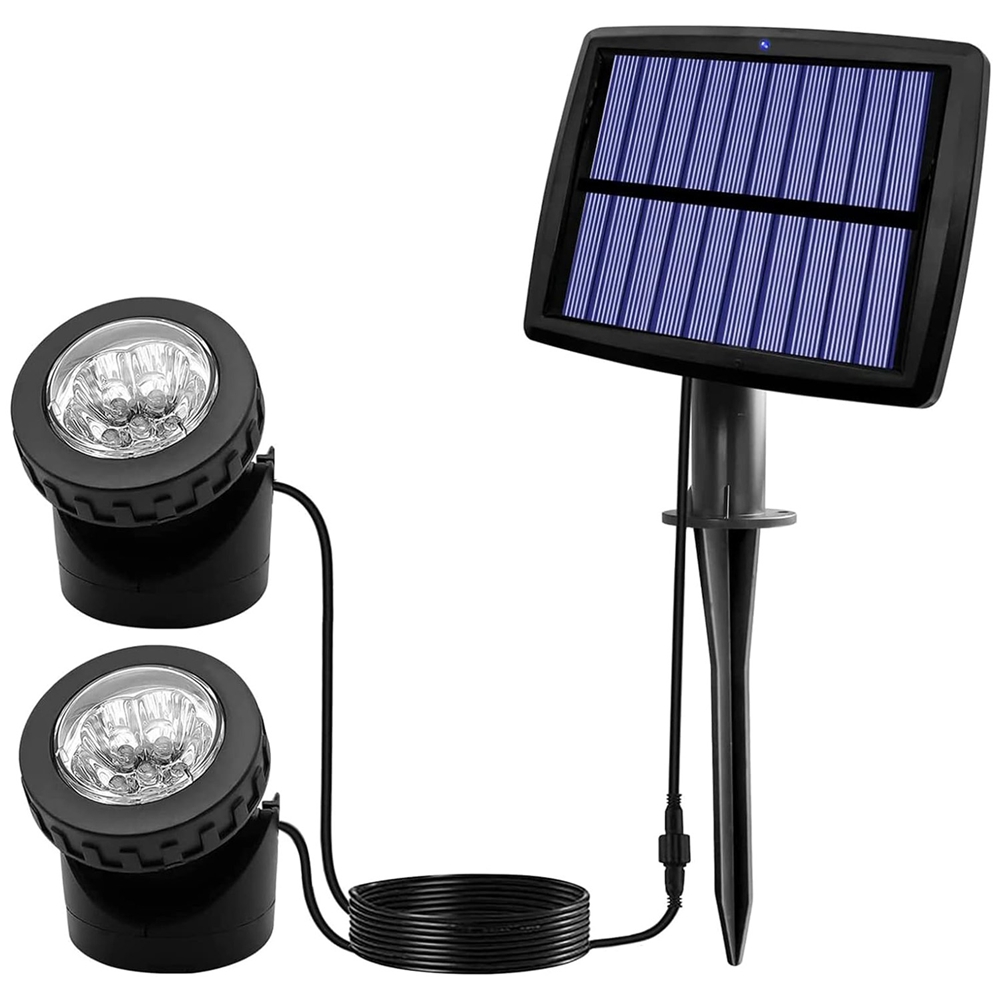 Solar Pond Spotlights, LED Solar Underwater Lights with Dual Head3221